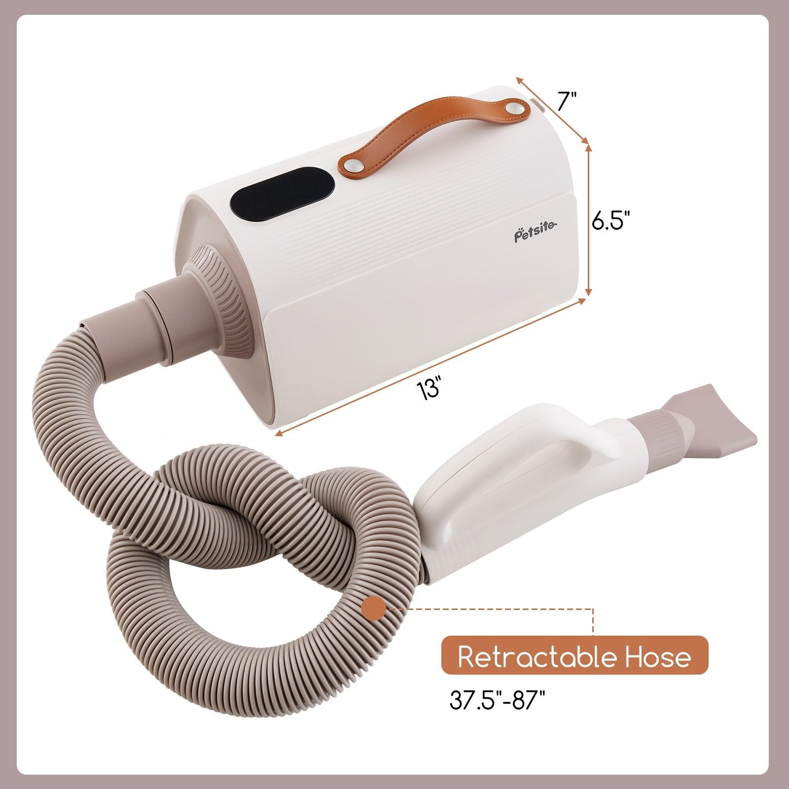 Dog Cat Hair Blower with Negative Ion Function and Adjustable Temperature, White Pets   at Gallery Canada