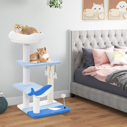 3-level Cat Tower with Sisal Covered Scratching Posts, Blue