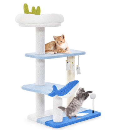 3-level Cat Tower with Sisal Covered Scratching Posts, Blue Cat Trees Condos & Scratchers   at Gallery Canada