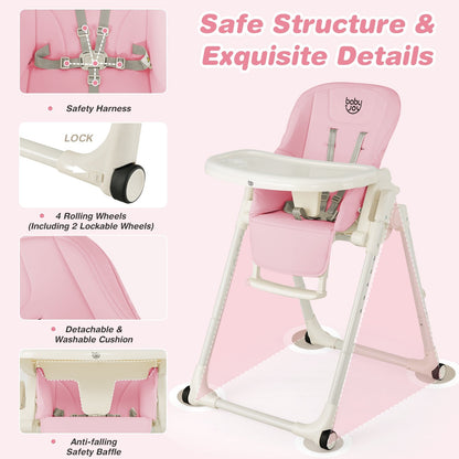 4-in-1 Baby High Chair with 6 Adjustable Heights, Pink High Chairs   at Gallery Canada