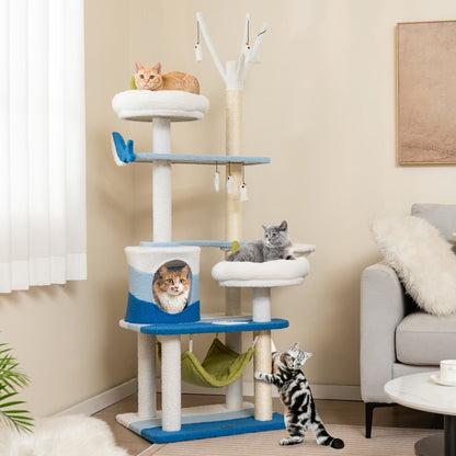 Multi-level Cat Tower with Sisal Covered Scratching Posts, Blue Cat Trees Condos & Scratchers   at Gallery Canada