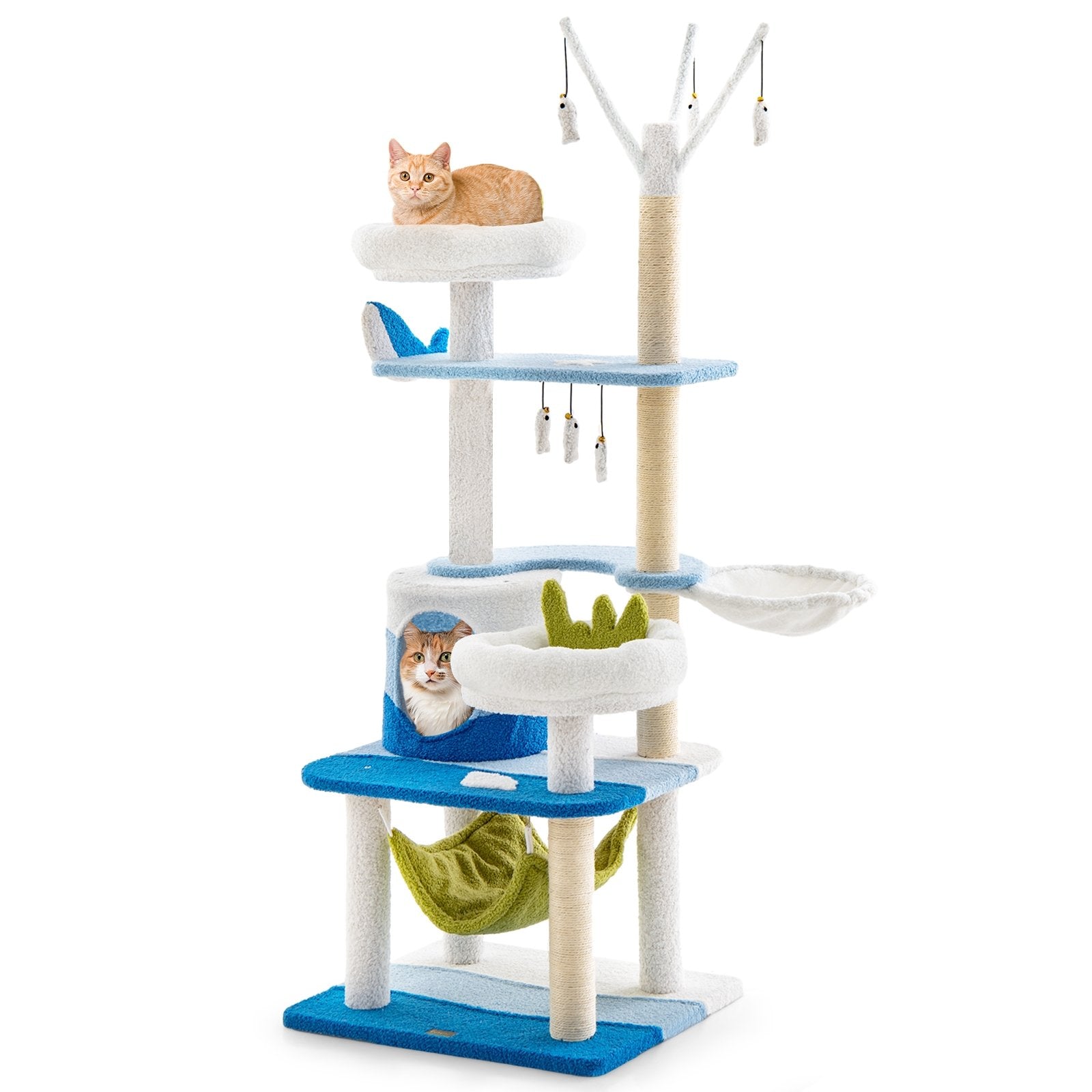 Multi-level Cat Tower with Sisal Covered Scratching Posts, Blue Cat Trees Condos & Scratchers   at Gallery Canada