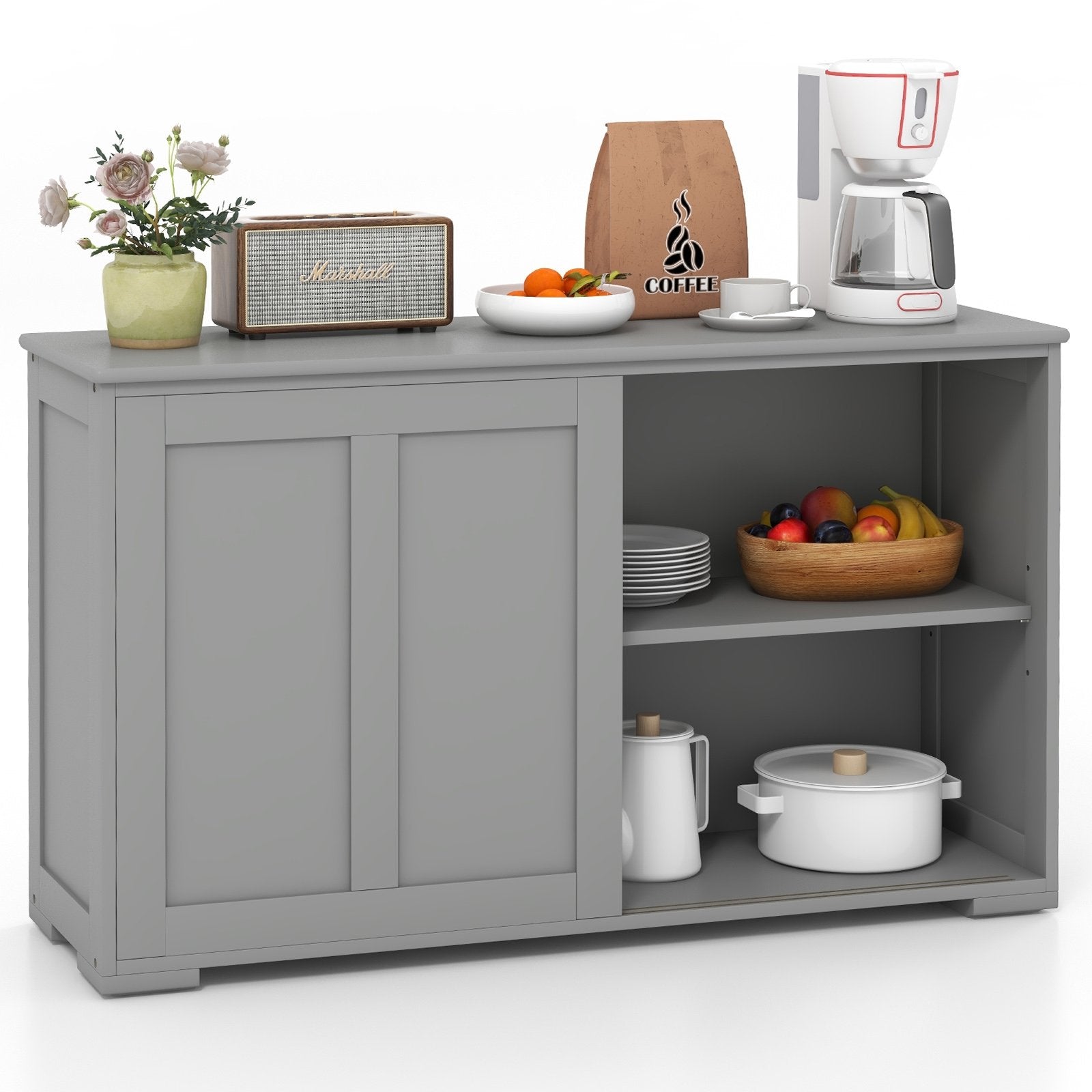 Antique Stackable Kitchen Storage Sideboard with Height Adjustable Shelf, Gray Sideboards Cabinets & Buffets   at Gallery Canada