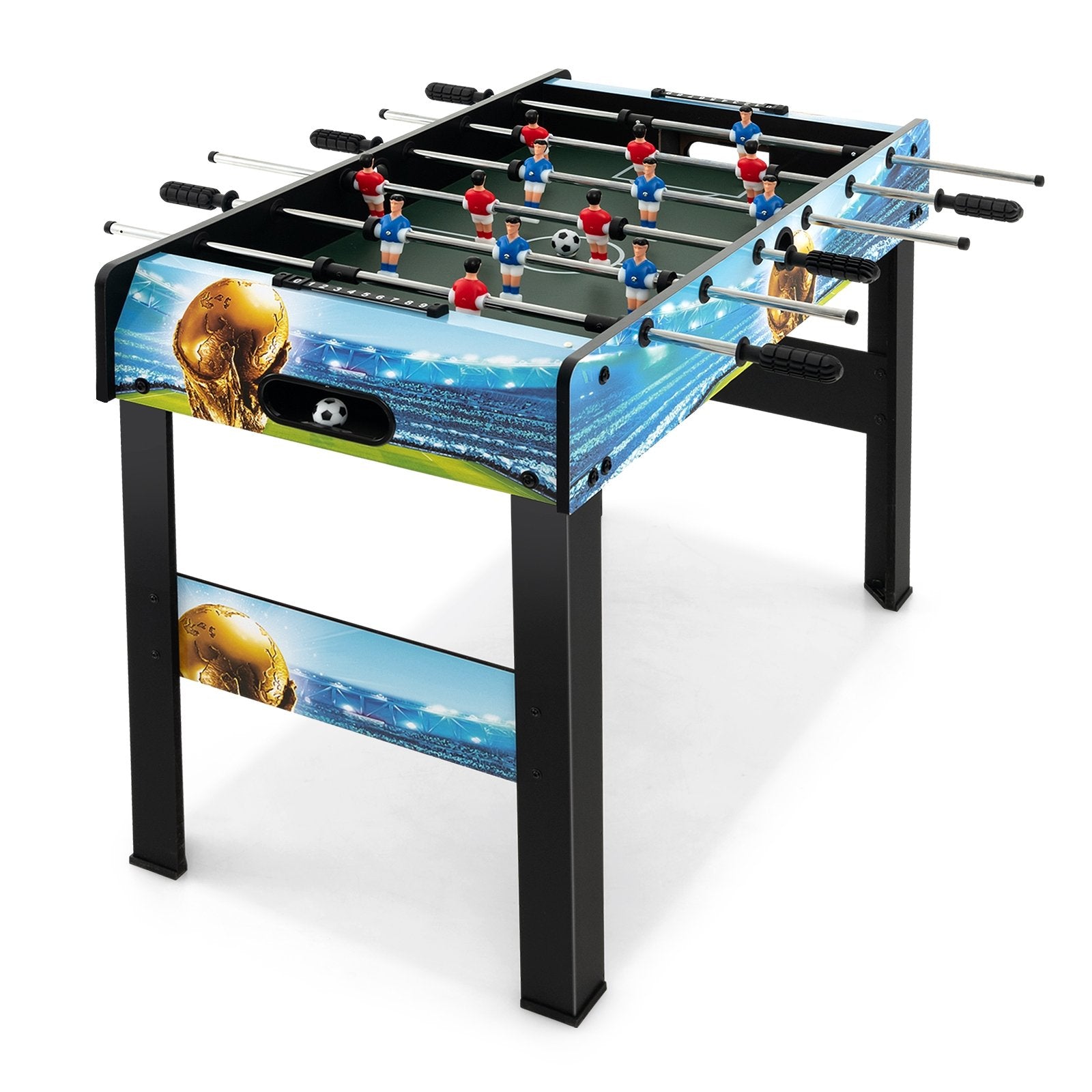 37 Inch Mini Foosball Table with Score Keeper and Removable Legs, Blue Game Room   at Gallery Canada