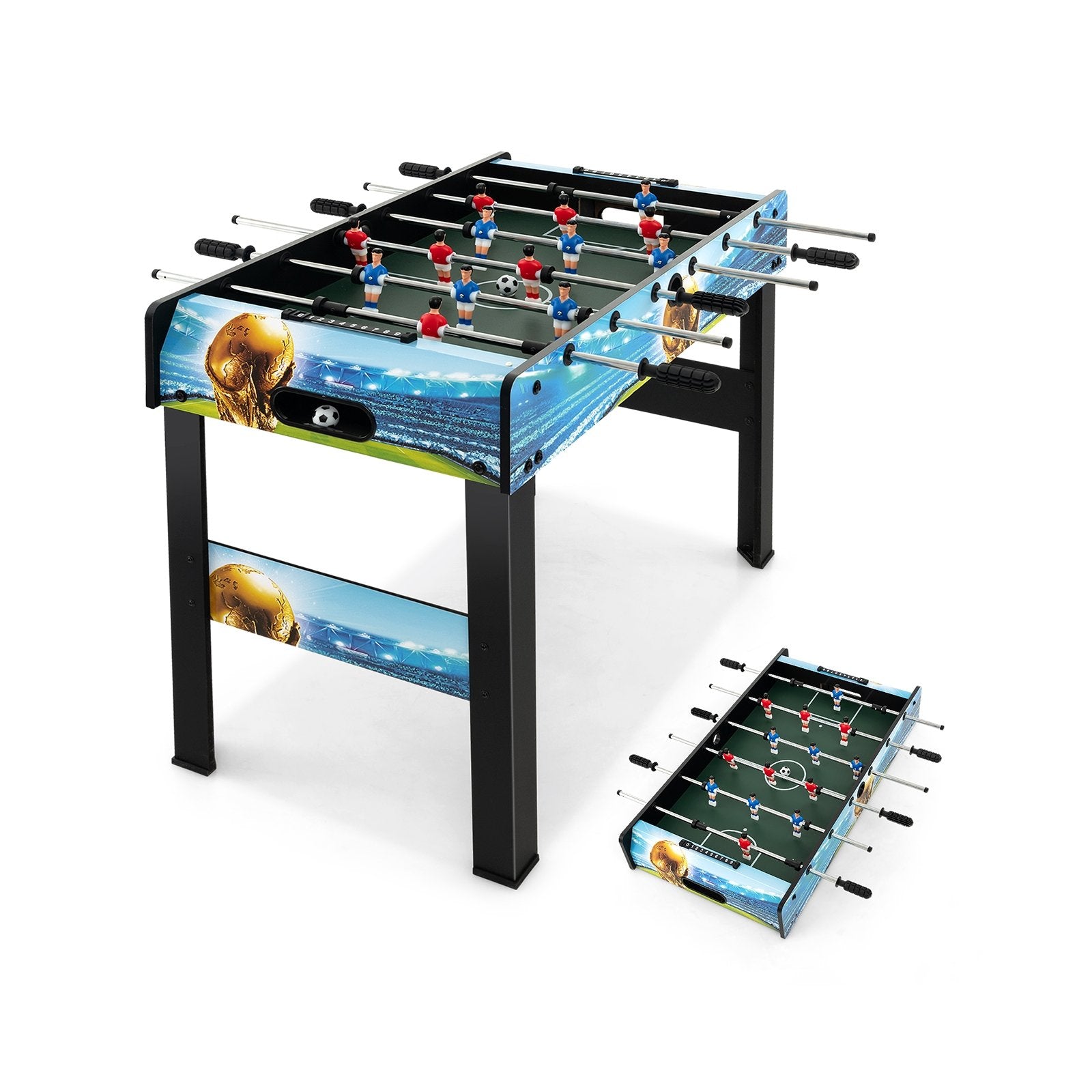 37 Inch Mini Foosball Table with Score Keeper and Removable Legs, Blue Game Room   at Gallery Canada