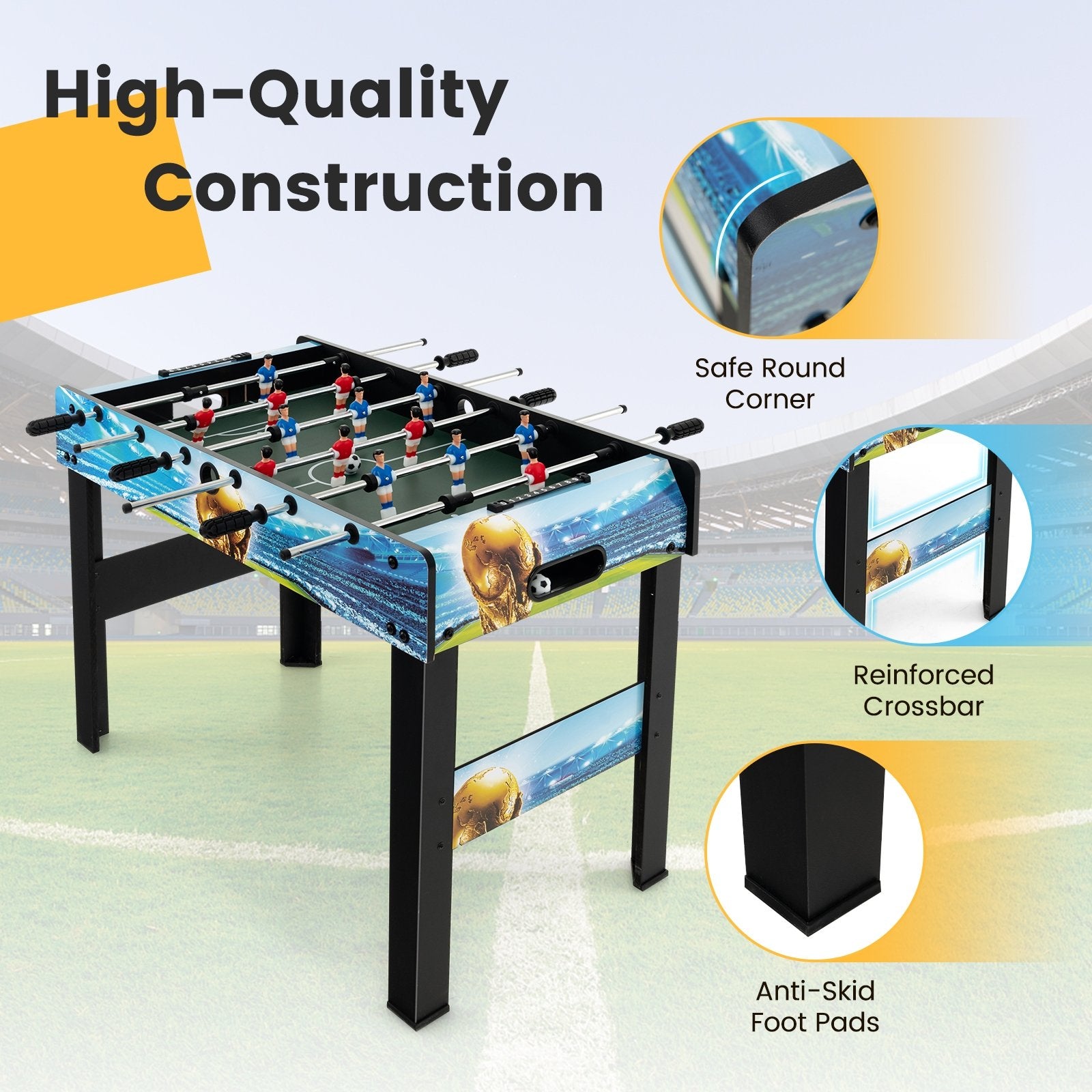 37 Inch Mini Foosball Table with Score Keeper and Removable Legs, Blue Game Room   at Gallery Canada