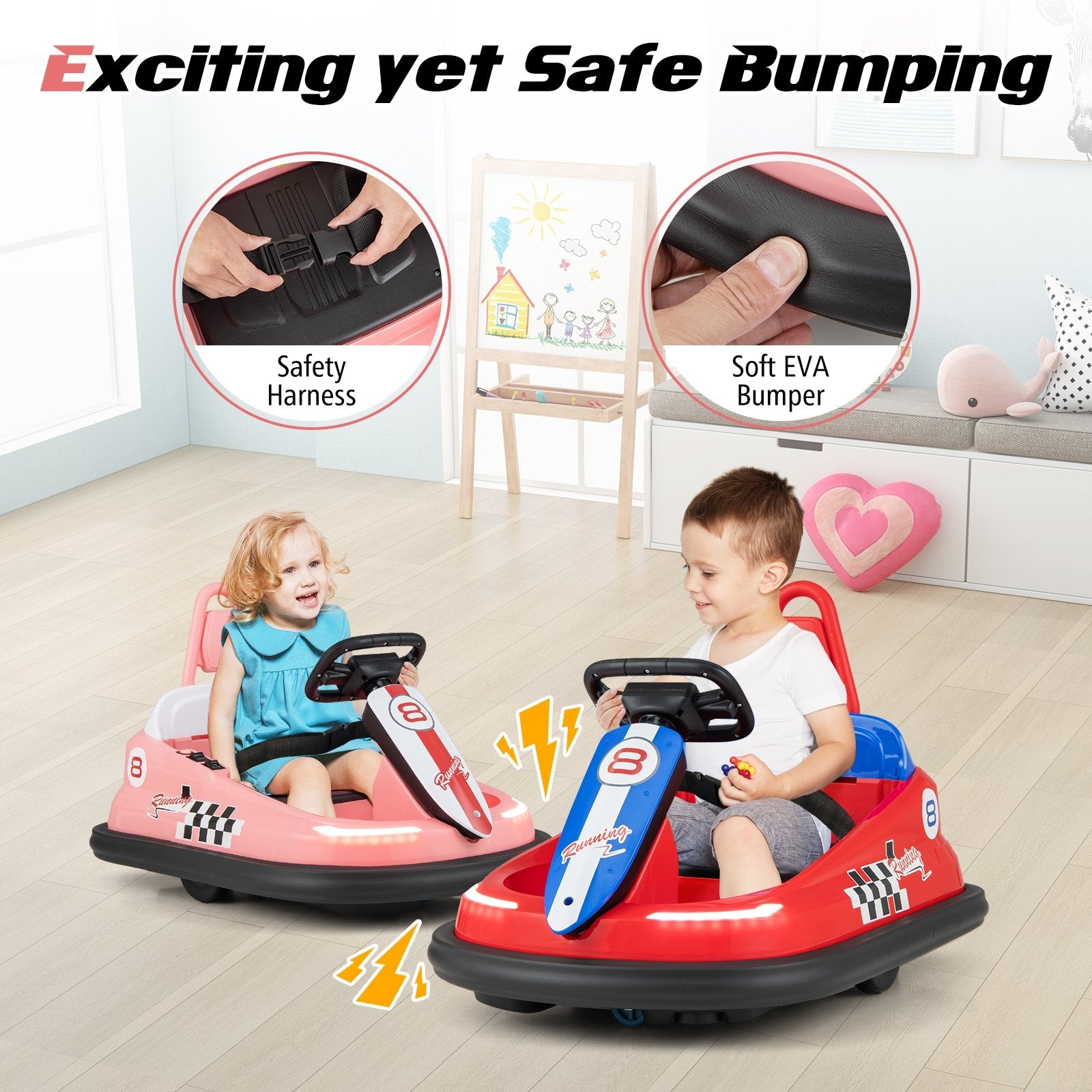 6V kids Ride-on Bumper Car with 360° Spinning and Dual Motors, Pink Powered Ride On Toys   at Gallery Canada