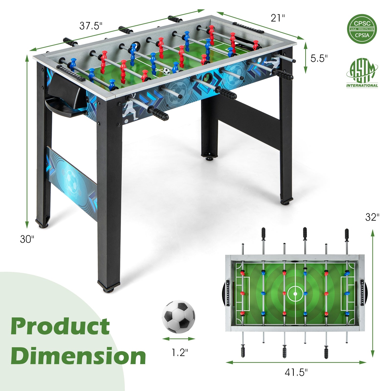 Stable Soccer Table Game with 2 Footballs for All Ages Game Room at Gallery Canada