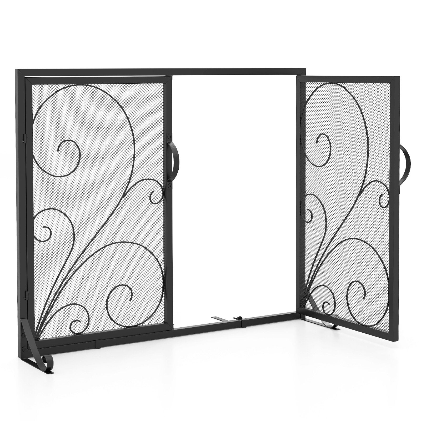 38 x 31 Inch Double Door Fireplace Screen, Black Fireplace Tools   at Gallery Canada