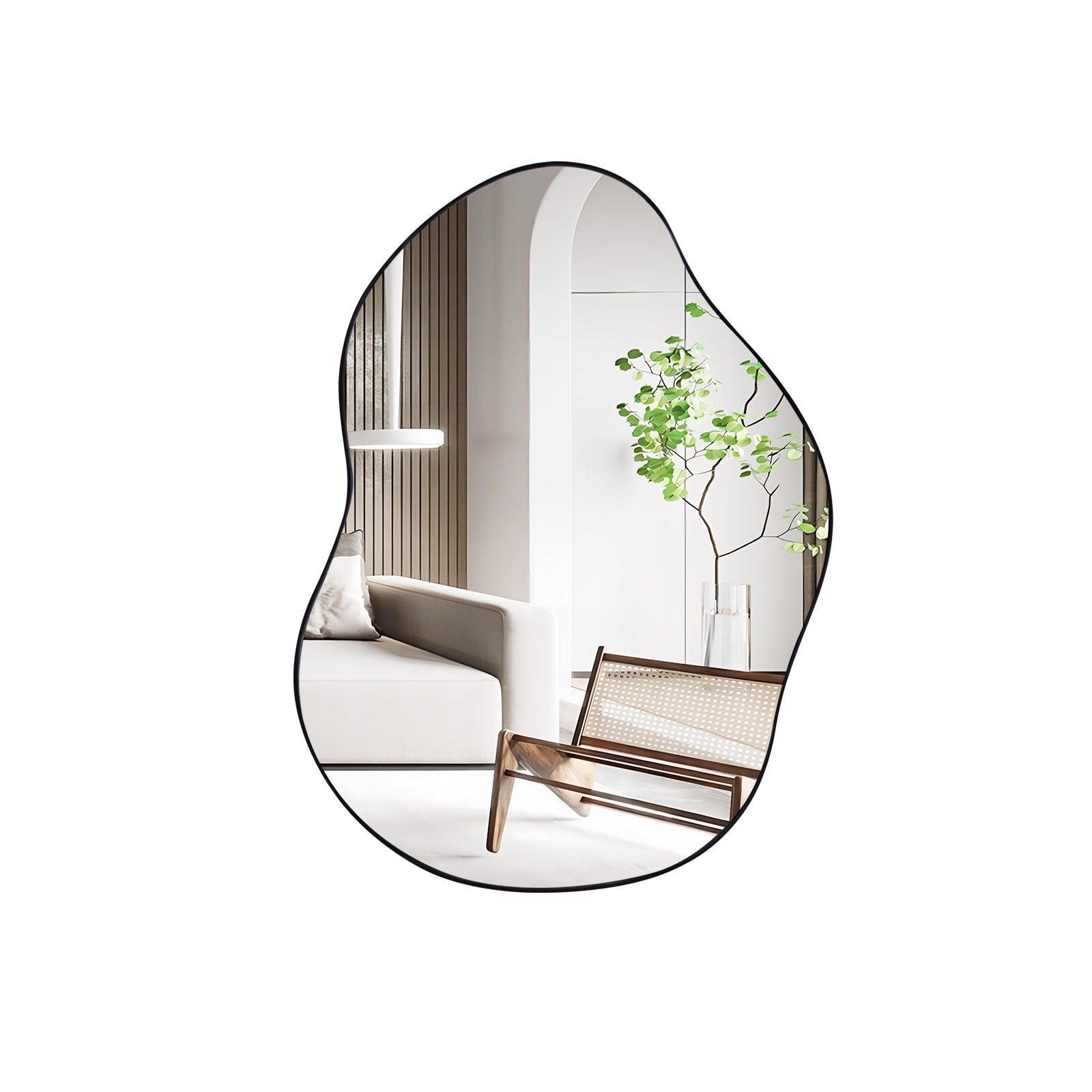 22 Inch x 30.5 Inch Irregular Wall Mounted Mirror with Premium Back Board, Black Wall Mirrors at Gallery Canada