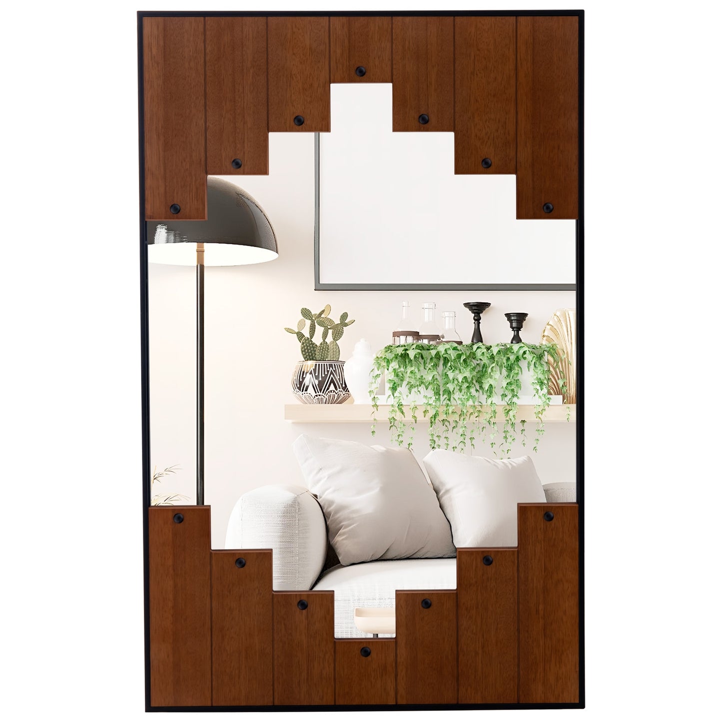 37.5 Inch x 26.5 Inch Decorative Rectangle Wall Mirror with Piano Key-Shaped Frame, Wood Wall Mirrors at Gallery Canada