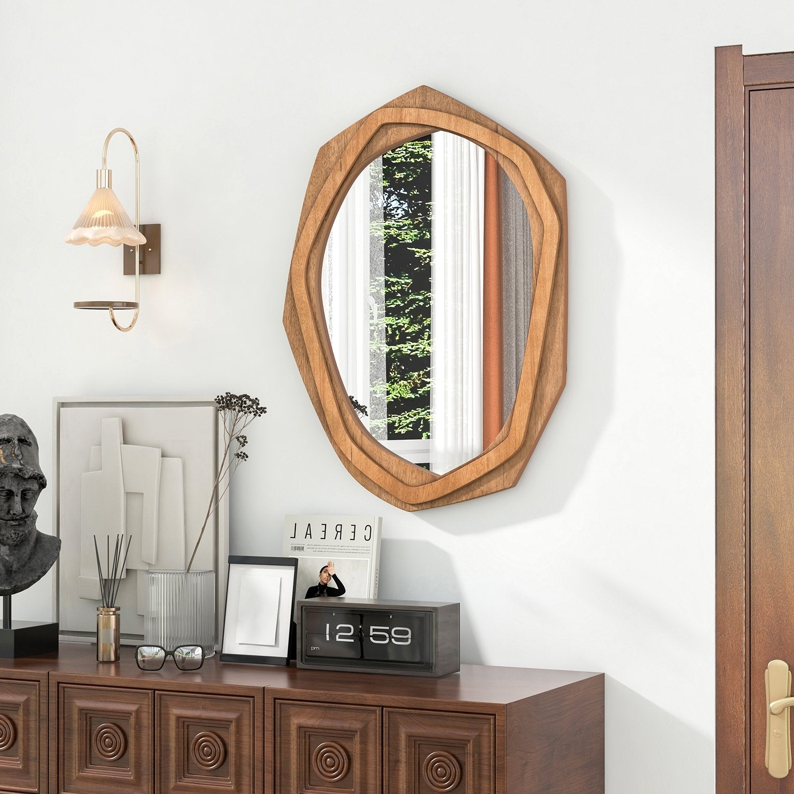 Large Water Proof Irregular Framed Decoration Wall Mirror with Expansion Screws, Natural Wall Mirrors   at Gallery Canada