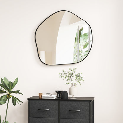 Irregular Wall Mirror Metal Frame Asymmetrical Mirror with Expansion Screws, Black Wall Mirrors at Gallery Canada