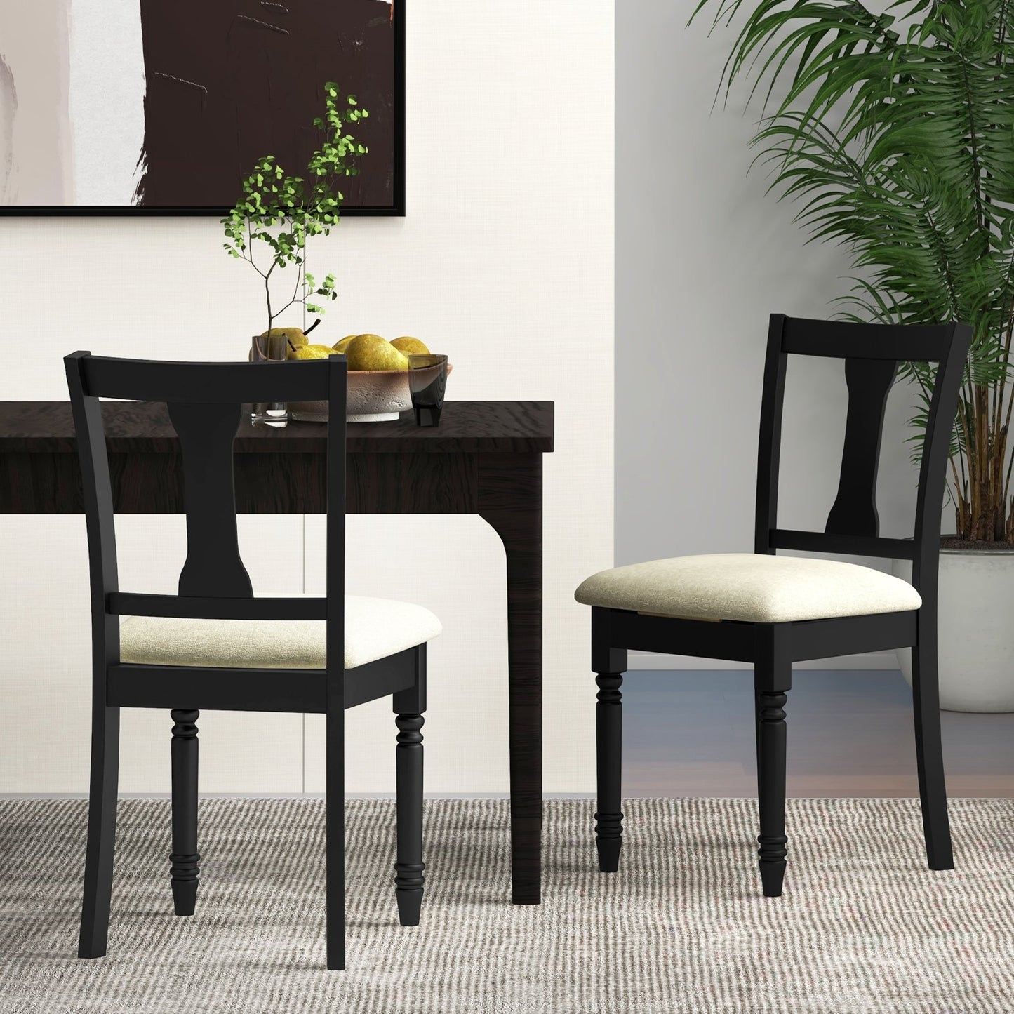 Kitchen Dining Chair with Linen Fabric and Storage Space, Black Dining Chairs   at Gallery Canada