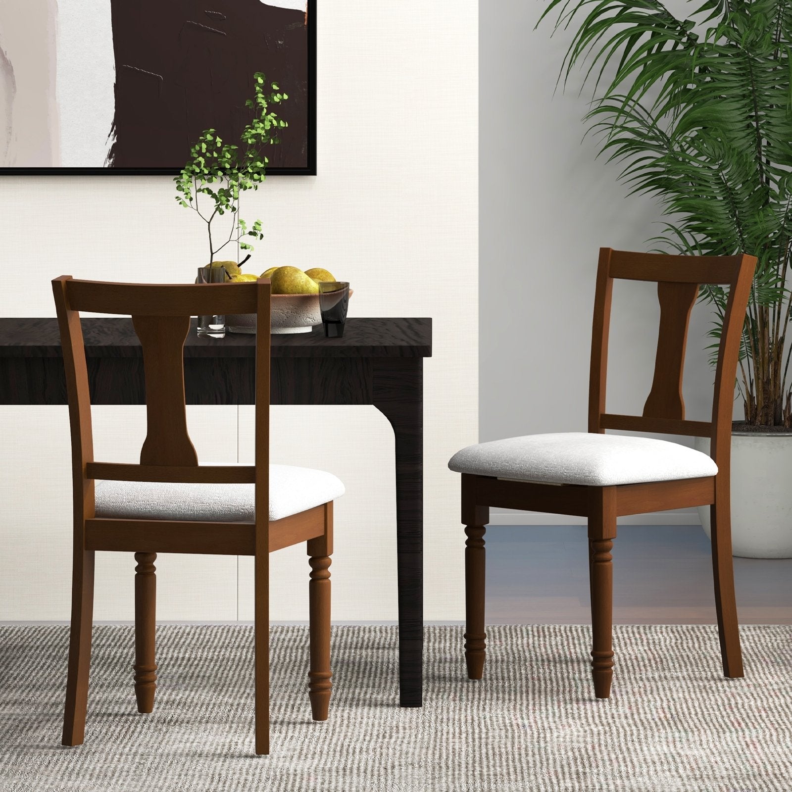 Kitchen Dining Chair with Linen Fabric and Storage Space, Brown Dining Chairs   at Gallery Canada