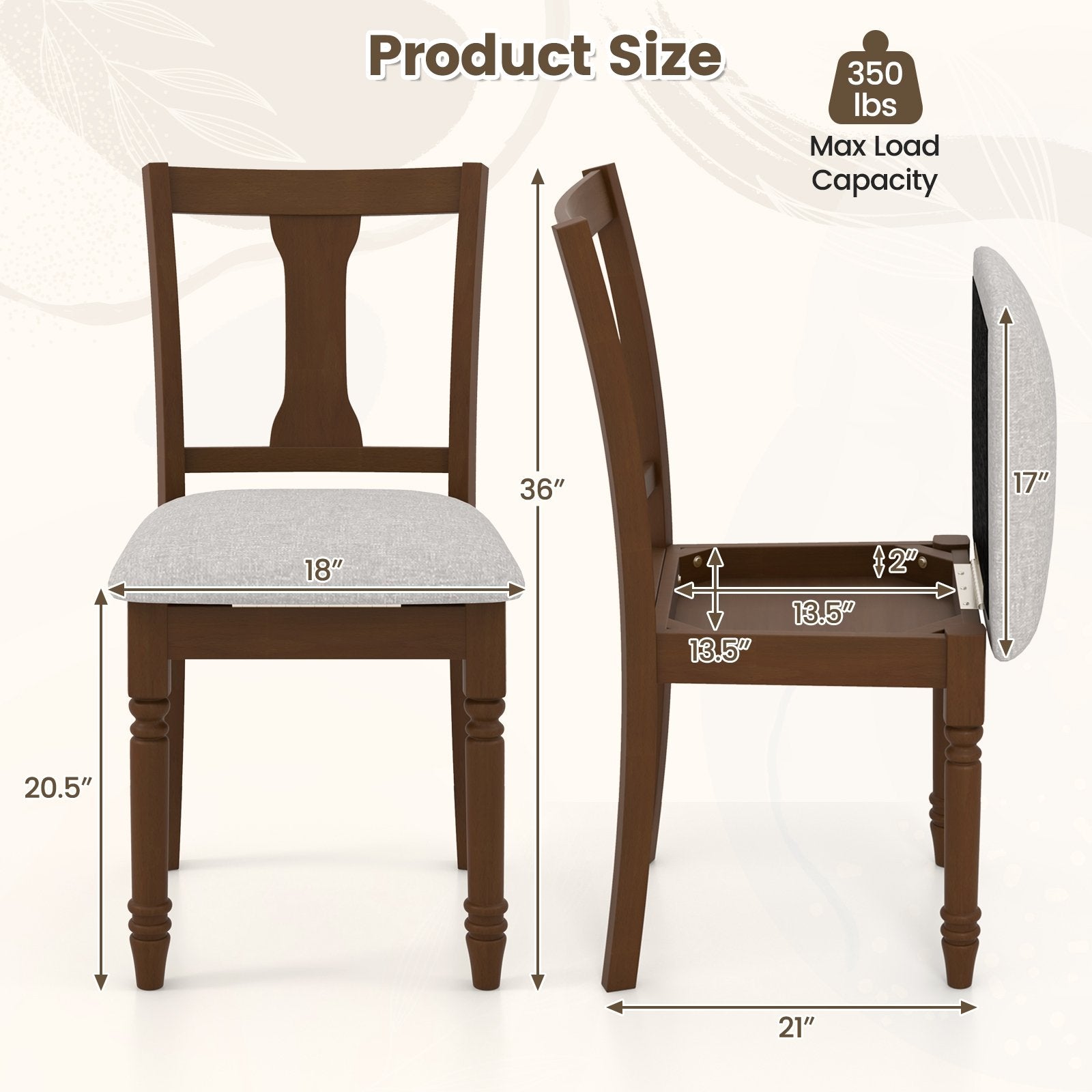 Kitchen Dining Chair with Linen Fabric and Storage Space, Brown Dining Chairs   at Gallery Canada