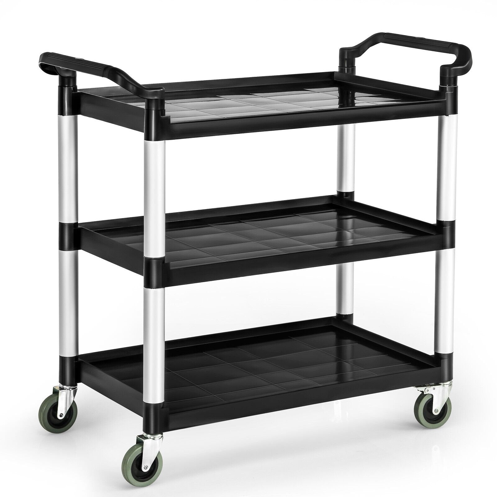 3-Tier Utility Service Cart with Lockable Wheels and Double Handles, Black Garages   at Gallery Canada