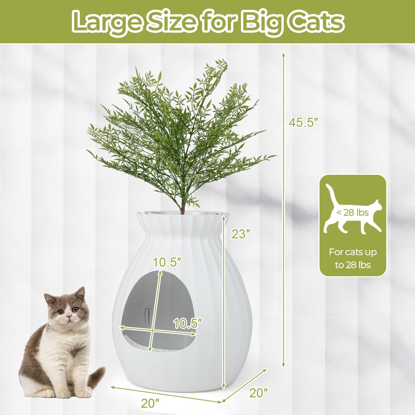 Smart Plant Cat Litter Box with Electronic Odor Removal and Sterilization, White Cat Supplies   at Gallery Canada