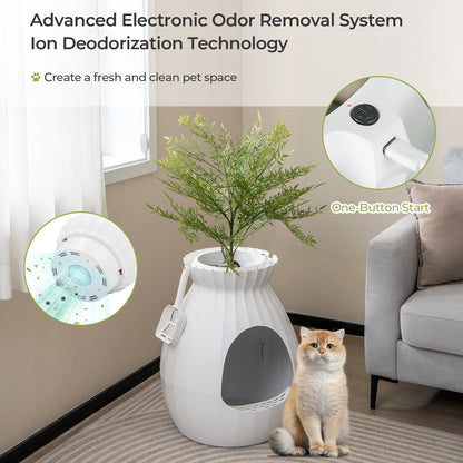 Smart Plant Cat Litter Box with Electronic Odor Removal and Sterilization, White Cat Supplies   at Gallery Canada