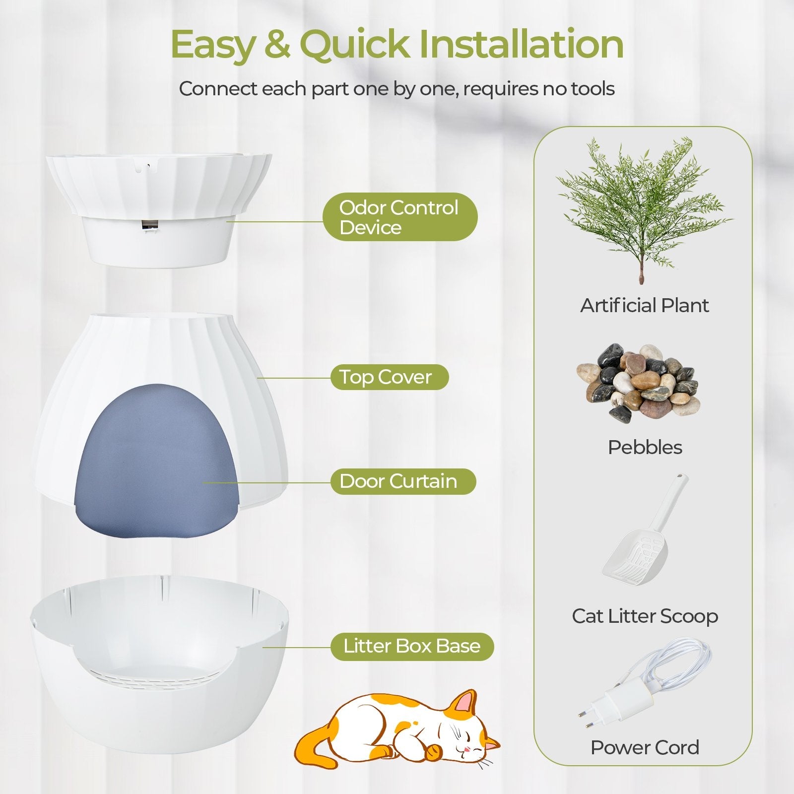 Smart Plant Cat Litter Box with Electronic Odor Removal and Sterilization, White Cat Supplies   at Gallery Canada