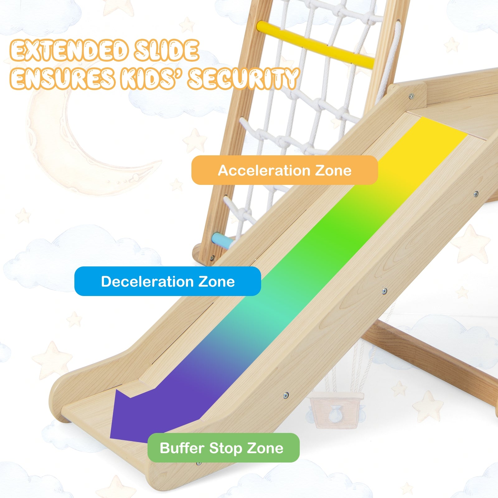 6-in-1 Indoor Jungle Gym Kids Wooden Playground with Monkey Bars, Multicolor Climbers & Slides at Gallery Canada