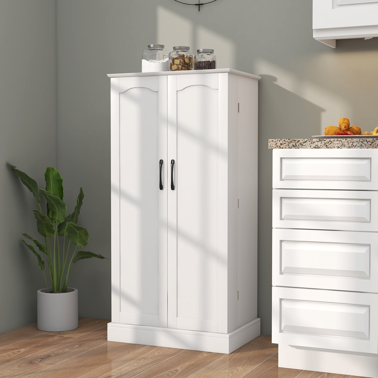 Freestanding Buffet Cupboards Sideboard with 2 Doors and Anti-Tipping Devices, White Cabinets & Chests   at Gallery Canada