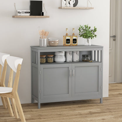 Kitchen Buffet Server Sideboard Storage Cabinet with 2 Doors and Shelf, Gray Sideboards Cabinets & Buffets   at Gallery Canada