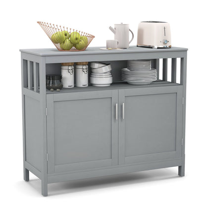 Kitchen Buffet Server Sideboard Storage Cabinet with 2 Doors and Shelf, Gray Sideboards Cabinets & Buffets   at Gallery Canada