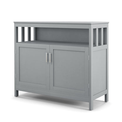 Kitchen Buffet Server Sideboard Storage Cabinet with 2 Doors and Shelf, Gray Sideboards Cabinets & Buffets   at Gallery Canada