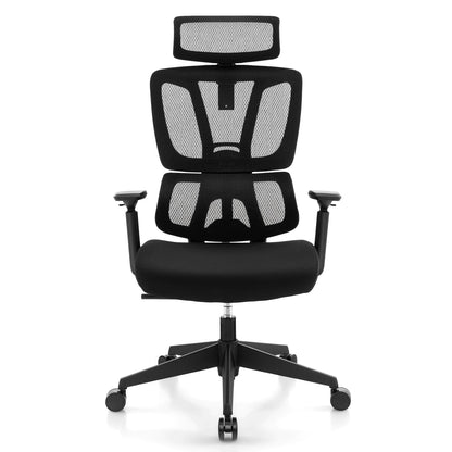 Ergonomic Office Chair with N Type Lumbar Support and Adjustable Headrest, Black Ergonomic Chairs   at Gallery Canada