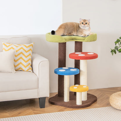 3-In-1 Cat Tree 3 Full-Wrapped Sisal Posts Removable Mat and Platforms, Multicolor Cat Trees Condos & Scratchers   at Gallery Canada