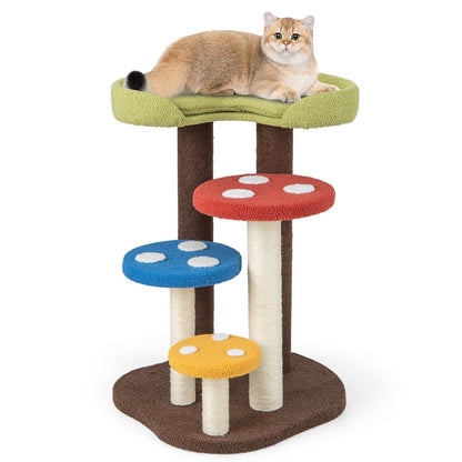 3-In-1 Cat Tree 3 Full-Wrapped Sisal Posts Removable Mat and Platforms, Multicolor Cat Trees Condos & Scratchers   at Gallery Canada