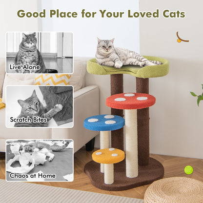 3-In-1 Cat Tree 3 Full-Wrapped Sisal Posts Removable Mat and Platforms, Multicolor Cat Trees Condos & Scratchers   at Gallery Canada