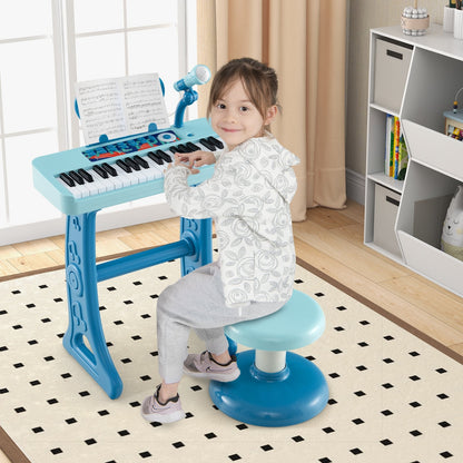 Kids Piano Keyboard 37-Key Kids Toy Keyboard Piano with Microphone for 3+ Kids, Blue Pianos & Keyboards   at Gallery Canada