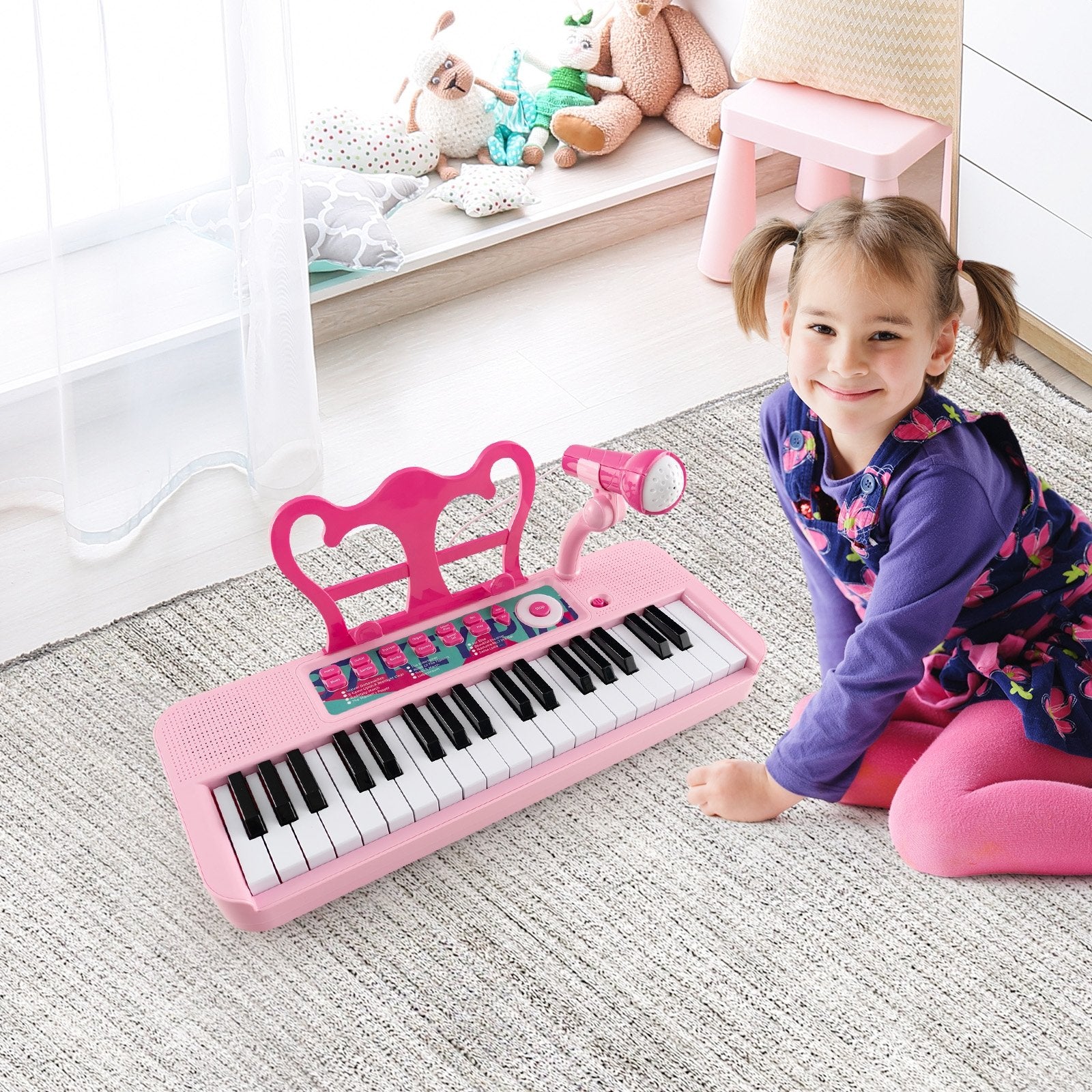 Kids Piano Keyboard 37-Key Kids Toy Keyboard Piano with Microphone for 3+ Kids, Pink Pianos & Keyboards   at Gallery Canada