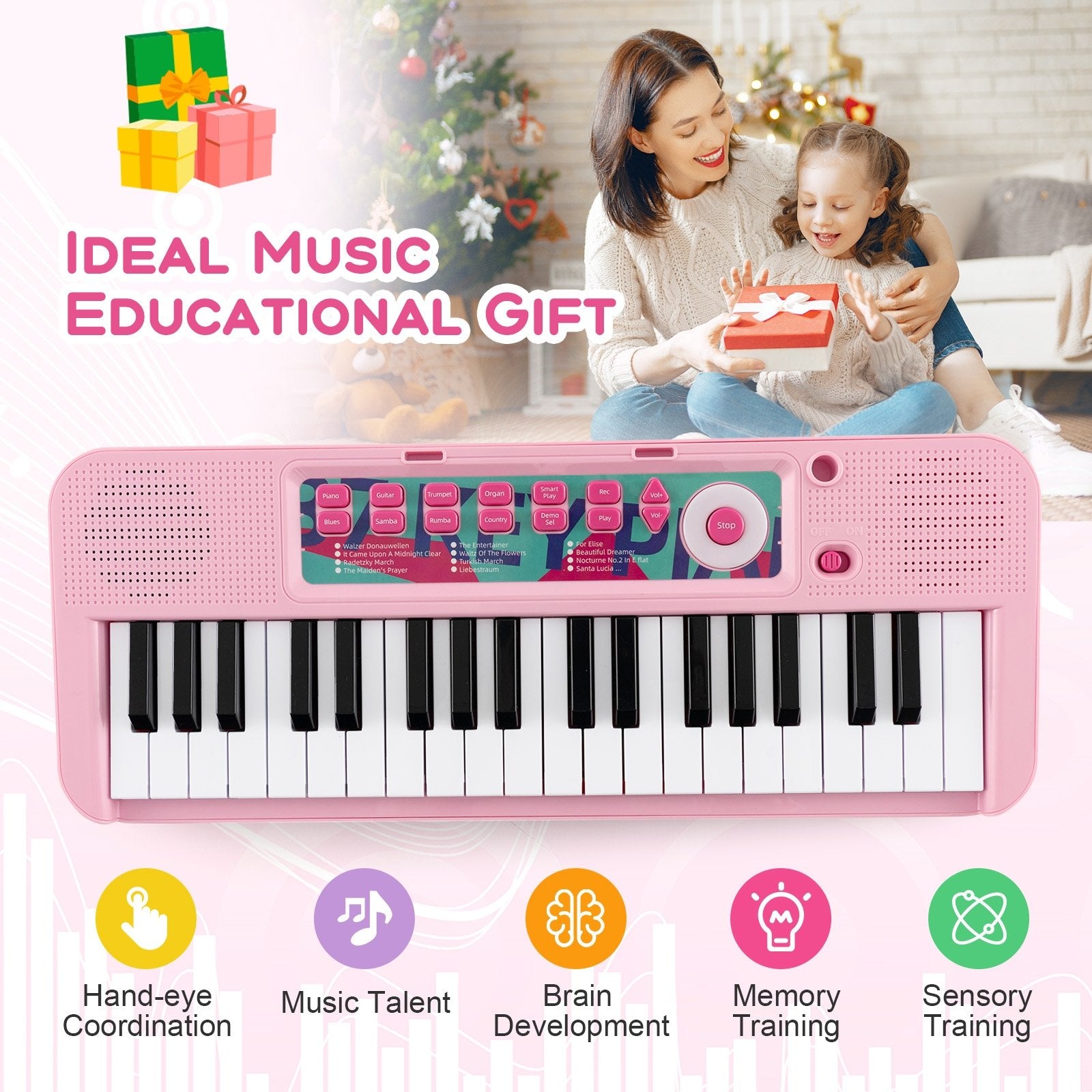 Kids Piano Keyboard 37-Key Kids Toy Keyboard Piano with Microphone for 3+ Kids, Pink Pianos & Keyboards   at Gallery Canada