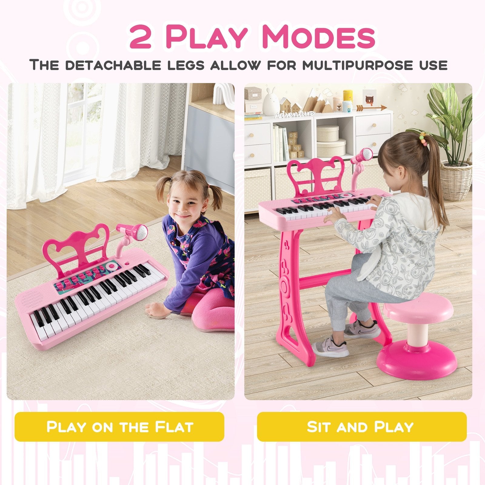 Kids Piano Keyboard 37-Key Kids Toy Keyboard Piano with Microphone for 3+ Kids, Pink Pianos & Keyboards   at Gallery Canada