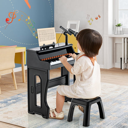 37 Keys Music Piano with Microphone Kids Piano Keyboard with Detachable Music Stand, Black Pianos & Keyboards   at Gallery Canada