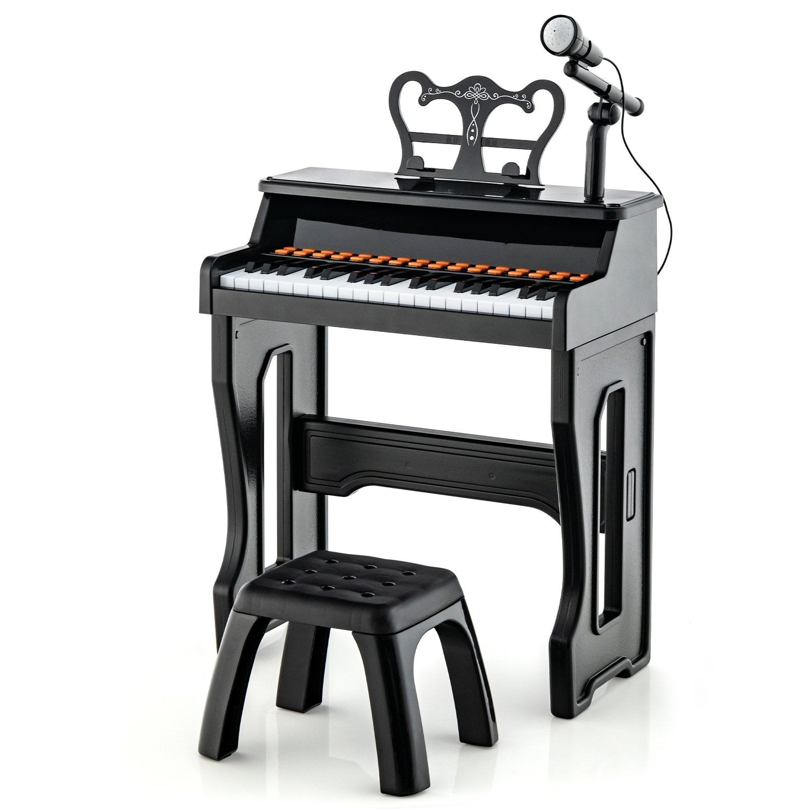 37 Keys Music Piano with Microphone Kids Piano Keyboard with Detachable Music Stand, Black Pianos & Keyboards   at Gallery Canada