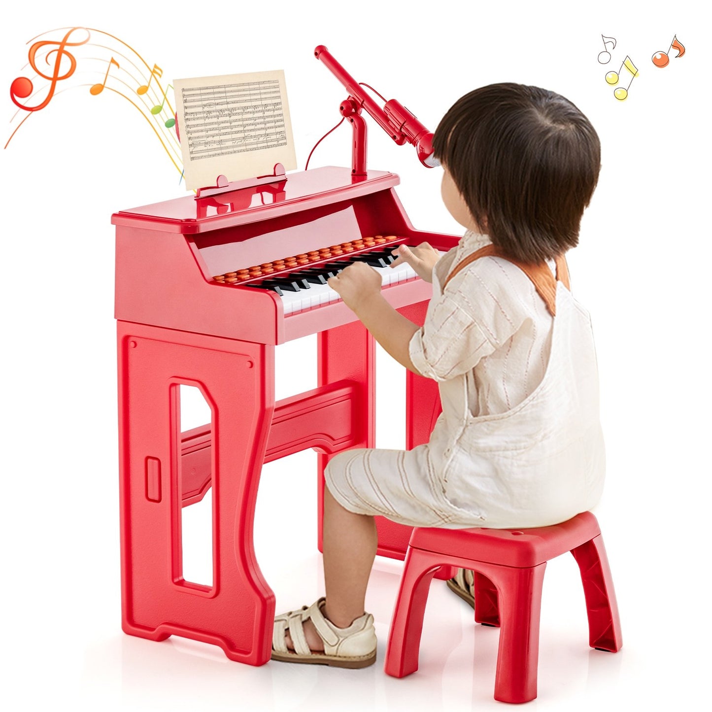 37 Keys Music Piano with Microphone Kids Piano Keyboard with Detachable Music Stand, Red Pianos & Keyboards   at Gallery Canada