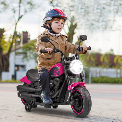 Kids Electric Motorcycle with Training Wheels and LED Headlights, Pink Powered Ride On Toys   at Gallery Canada