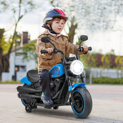 Kids Electric Motorcycle with Training Wheels and LED Headlights, Blue Powered Ride On Toys   at Gallery Canada