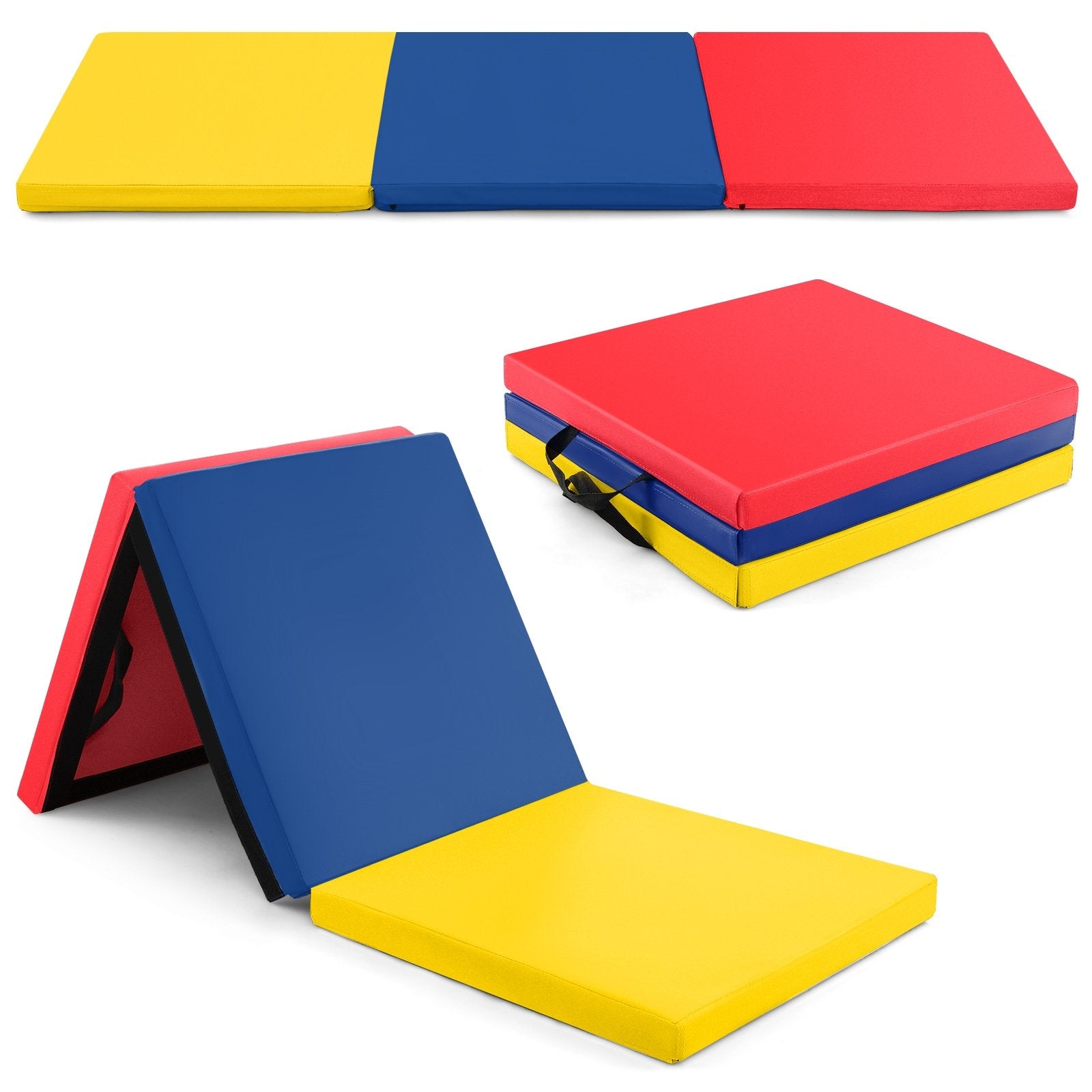 6 x 2 FT Tri-Fold Gym Mat with Handles and Removable Zippered Cover, Multicolor Yoga & Gym Mats Multicolor at Gallery Canada