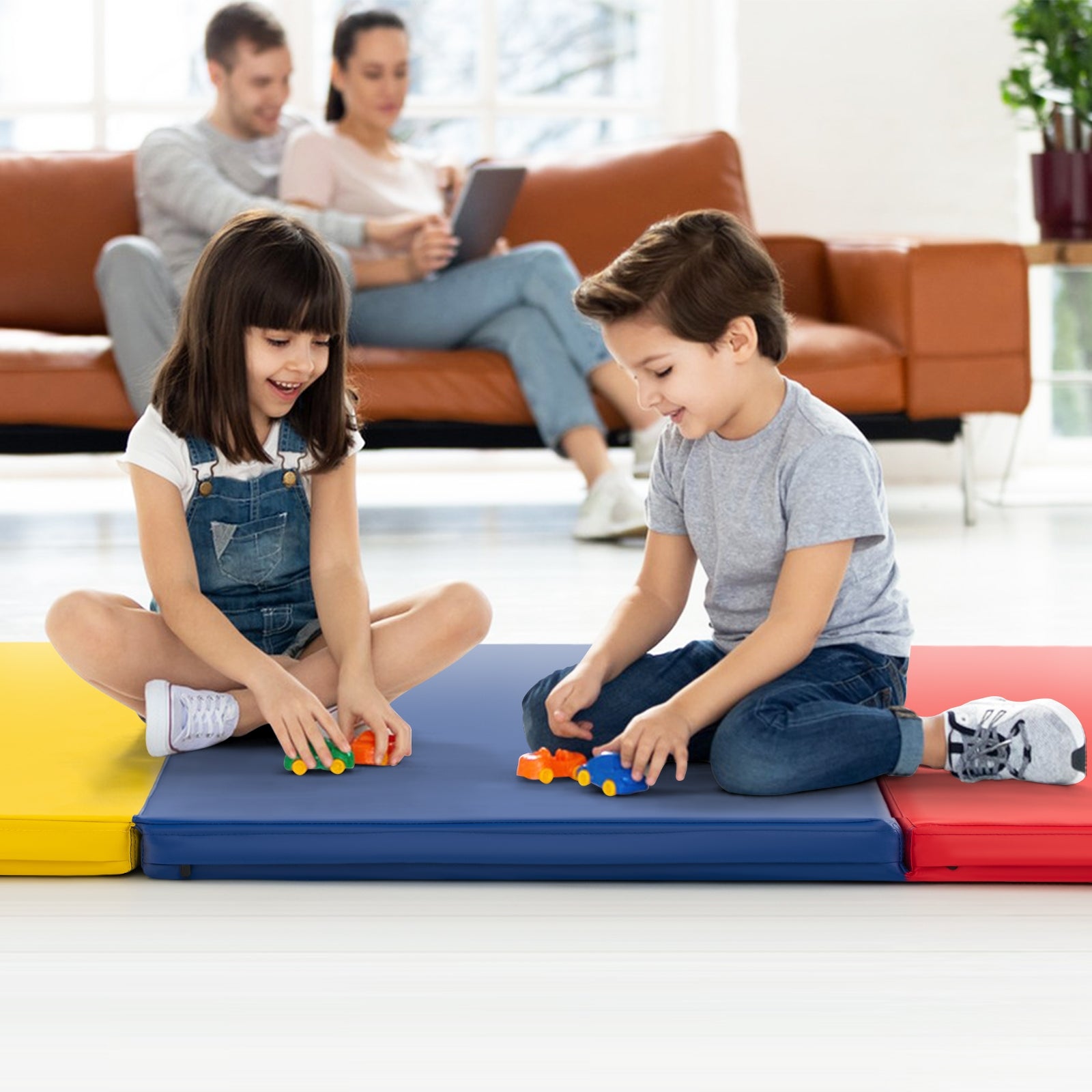 6 x 2 FT Tri-Fold Gym Mat with Handles and Removable Zippered Cover, Multicolor Yoga & Gym Mats at Gallery Canada