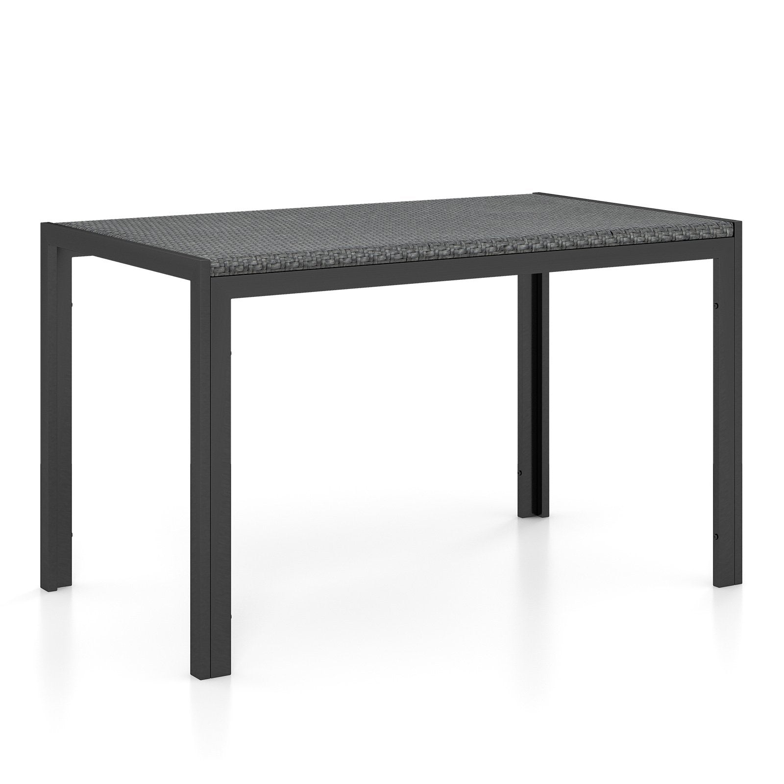 48 Inch Wicker Dining Table Patio Rectangular Rattan Table, Black Patio Dining Tables   at Gallery Canada