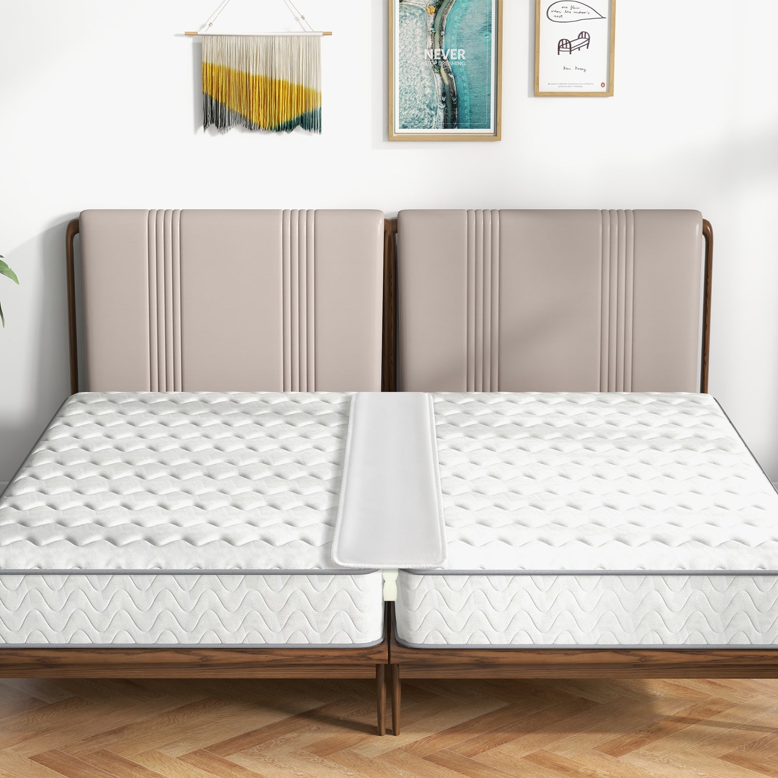 9 Inch Wide Bed Bridge Twin to King Converter Kit with Strap, White Mattresses at Gallery Canada
