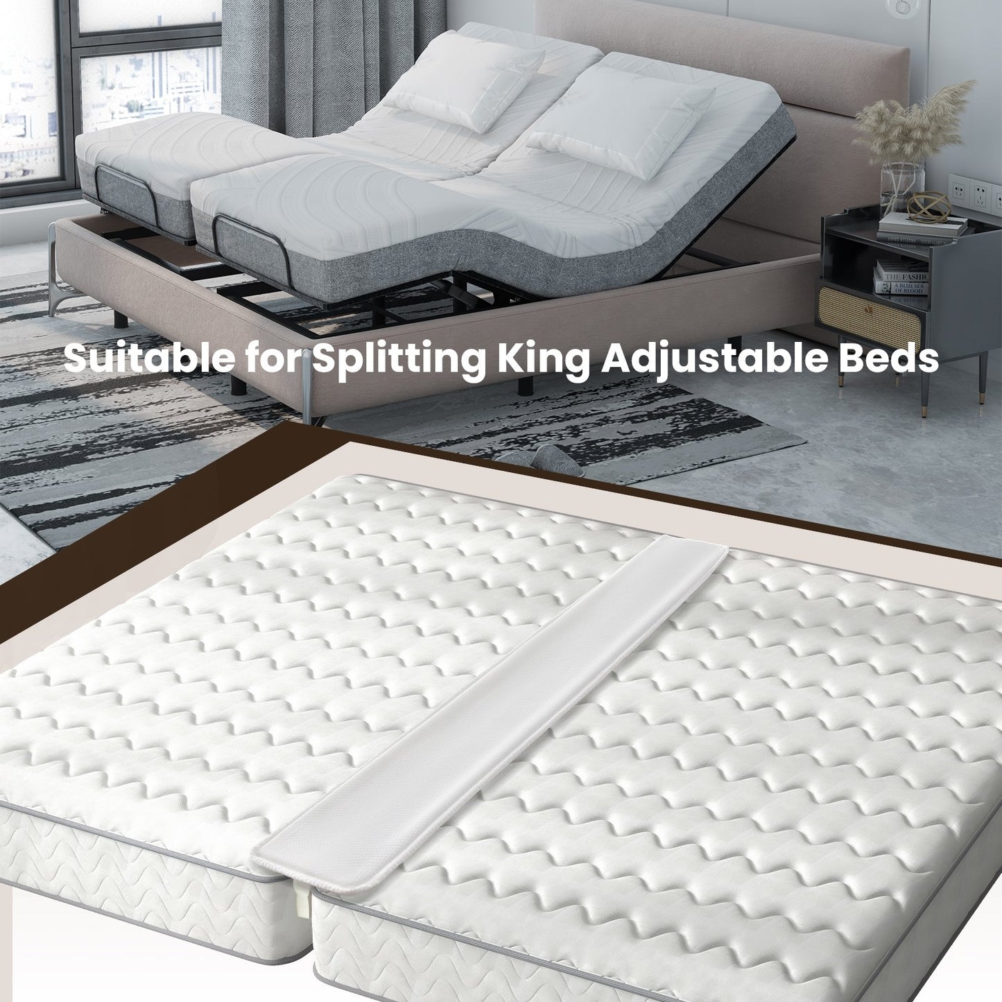 9"/12" Wide Bed Bridge Twin to King Converter Kit with Strap-9 inches, White Mattresses   at Gallery Canada