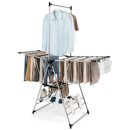 Clothes Drying Rack with 6-Level Adjustable Height, Silver Drying Racks   at Gallery Canada