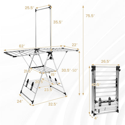 Clothes Drying Rack with 6-Level Adjustable Height, Silver Drying Racks   at Gallery Canada