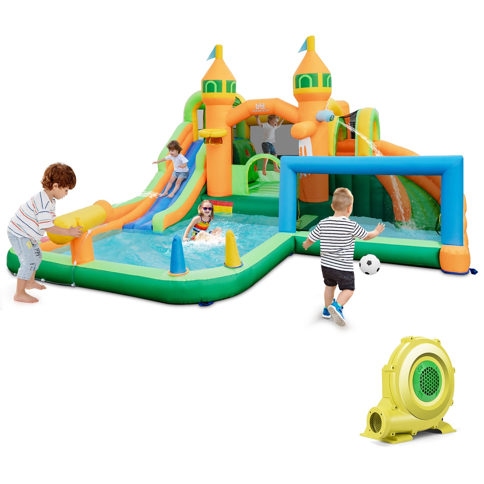 Kids Inflatable Water Slide for Yard Lawn with 735W Blower, Multicolor Bounce House at Gallery Canada
